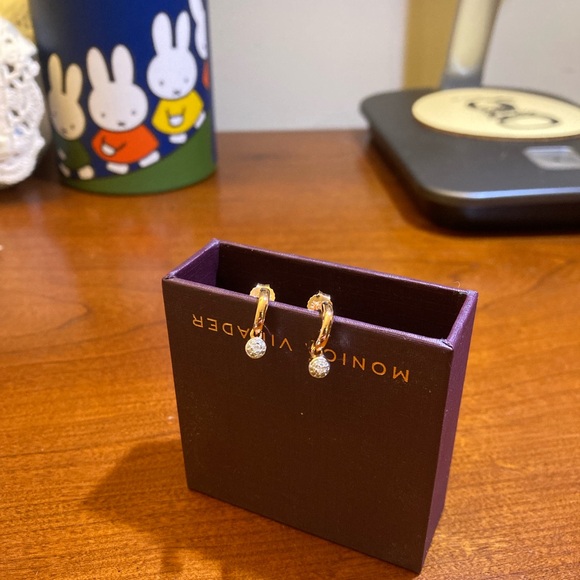 Monica Vinader 18k rose gold vermeil and diamond earrings - Picture 2 of 4
